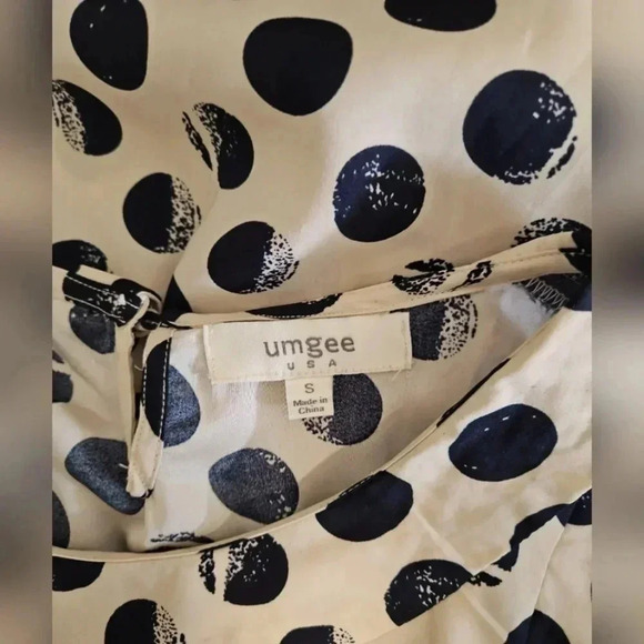 Umgee Black Tan Polka Dot Sleeveless Midi Dress Small - Picture 5 of 8